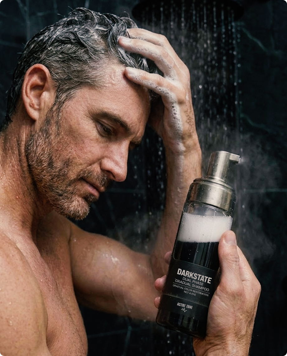 Man using DarkState shampoo